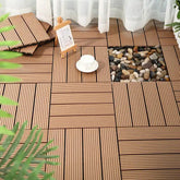 WPC Tile Teak Wood Composite Waterproof Interlocking Flooring Wood Deck Tile Plastic Base Outdoor DIY Floor Tiles