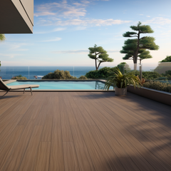 138*22.5mm Uv-Resistant Teak Wpc Decking With Timber Grain Surface Wood Grain Outdoor Decking