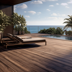 138*22.5mm Uv-Resistant Teak Wpc Decking With Timber Grain Surface Wood Grain Outdoor Decking