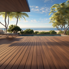138*22.5mm Uv-Resistant Teak Wpc Decking With Timber Grain Surface Wood Grain Outdoor Decking