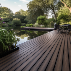 Artificial Wood Teak Decking PVC Outdoor Panel Floor Portable Deck Patio Synthetic Teak PVC Garden Deck Boards Outdoor Panel Floor