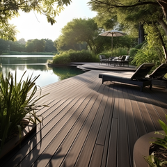 WPC Composite PVC Garden Swimming Pool Decking Wood Flooring Plank Plastic Eco Artificial Wood DIY Patio Decking PVC Outdoor Panel Floor