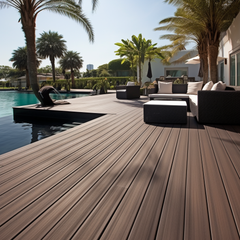 WPC Composite PVC Garden Swimming Pool Decking Wood Flooring Plank Plastic Eco Artificial Wood DIY Patio Decking PVC Outdoor Panel Floor
