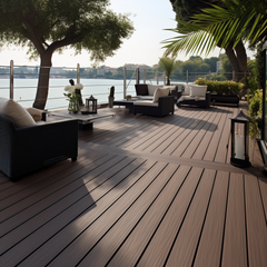 WPC Composite PVC Garden Swimming Pool Decking Wood Flooring Plank Plastic Eco Artificial Wood DIY Patio Decking PVC Outdoor Panel Floor
