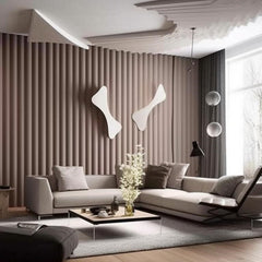 Art Design Wall Panel Decoration Fluted Wall Panel WPC PVC Coating Cladding Fluted Wall Board WPC Interior Wall Panel