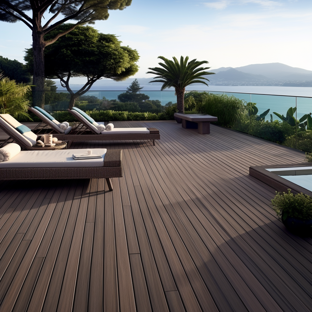 Custom Wholesale Outdoor Floor Upper Deck Of The Year WPC Decking Composite WPC Wood Outdoor Deck Kit Co Extrusion Decking