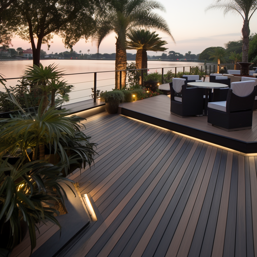 Co Extrusion Wood Plastic Composite Decking Eco-Friendly Design WPC Balcony Waterproof Outdoor Playground Floor Covering