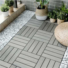 Straight Grain Balcony Decorative Floor Orange WPC Wood Composite Decking Light Grey Interlocking Outdoor Deck Tiles