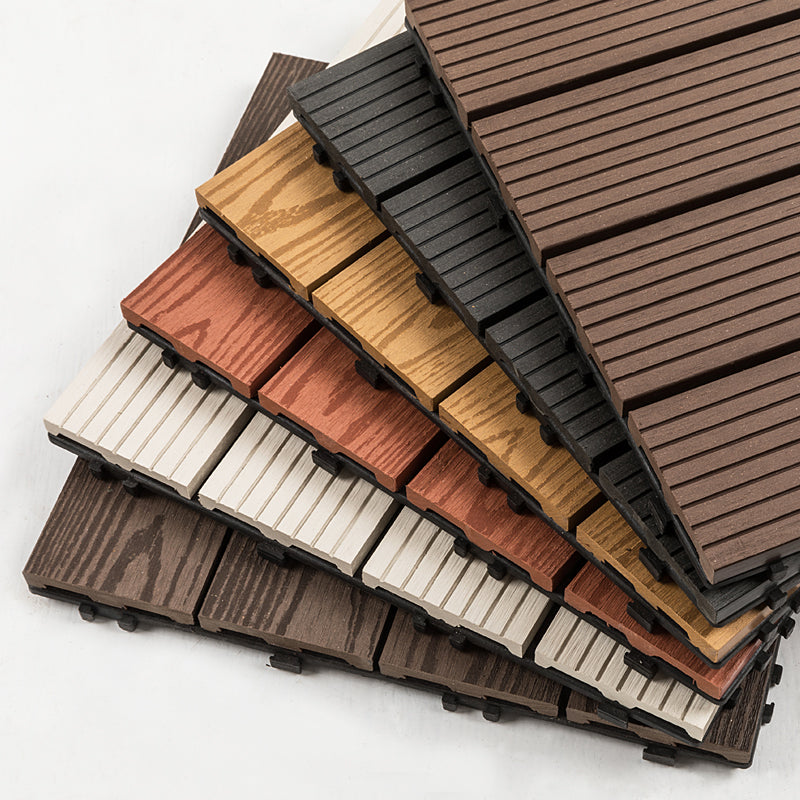 Balcony Outdoor Floor Tile WPC Flooring Wood Texture Solid Decking 23*300*300mm WPC DIY Interlock Deck Tile